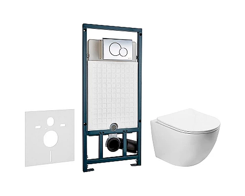 Купить Комплект унитаза SantiLine SL-5005 с сиденьем Микролифт и инсталляцией WeltWasser WW Marberg 507 10000005949+10000005952 с клавишей смыва Хром глянцевый в магазине сантехники Santeh-Crystal.ru