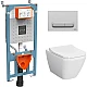 Купить Комплект унитаза с инсталляцией Vitra Integra Square 9856B003-7206 с сиденьем Микролифт и клавишей смыва Хром матовый в магазине сантехники Santeh-Crystal.ru