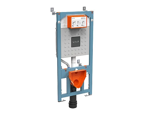 Купить Комплект унитаза с инсталляцией Vitra Integra Square 9856B003-7206 с сиденьем Микролифт и клавишей смыва Хром матовый в магазине сантехники Santeh-Crystal.ru