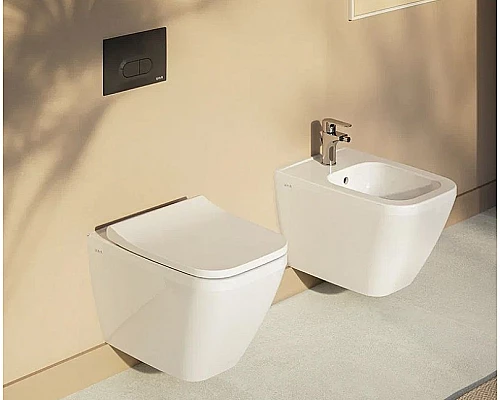 Купить Комплект унитаза с инсталляцией Vitra Integra Square 9856B003-7206 с сиденьем Микролифт и клавишей смыва Хром матовый в магазине сантехники Santeh-Crystal.ru