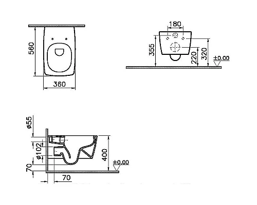 Приобрести Унитаз Vitra Metropole 7672B003-0075 подвесной без сиденья в магазине сантехники Santeh-Crystal.ru