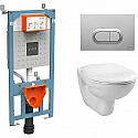 Комплект унитаза с инсталляцией Vitra Normus 9773B003-7202 с сиденьем и клавишей смыва Хром