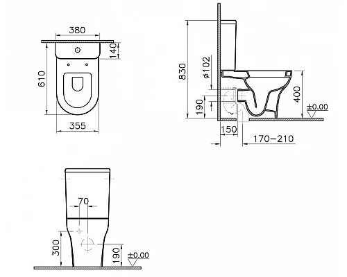 Приобрести Унитаз биде Vitra Zentrum 9012B003-7226 с бачком и сиденьем Микролифт в магазине сантехники Santeh-Crystal.ru