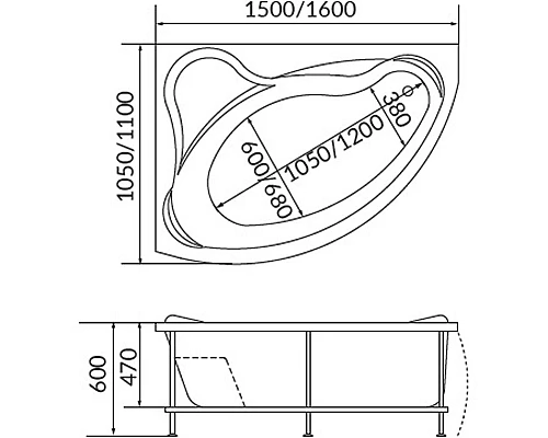 Приобрести Акриловая ванна 1MarKa Catania 160x110 L 01кт1610л без гидромассажа в магазине сантехники Santeh-Crystal.ru