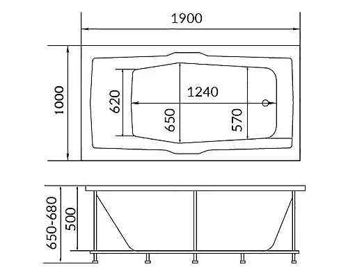 Заказать Акриловая ванна 1MarKa Korsika 190x100 01кр1910 без гидромассажа в магазине сантехники Santeh-Crystal.ru