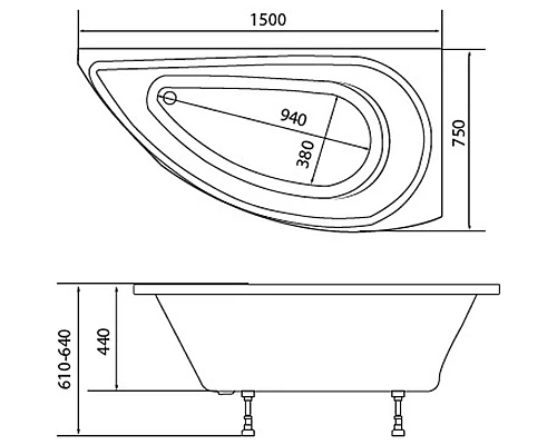 Купить Акриловая ванна 1MarKa Piccolo 150x75 R 01пк1770п без гидромассажа в магазине сантехники Santeh-Crystal.ru