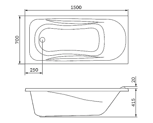 Заказать Акриловая ванна AM.PM Sense 150х70 W76A-150-070W-A без гидромассажа в магазине сантехники Santeh-Crystal.ru