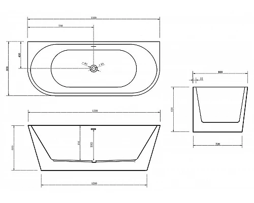 Купить Акриловая ванна Abber AB9216-1.5 150х80 без гидромассажа в магазине сантехники Santeh-Crystal.ru