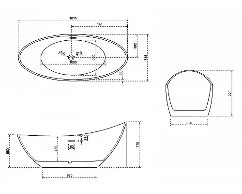 Купить Акриловая ванна Abber AB9233R 184х79 без гидромассажа в магазине сантехники Santeh-Crystal.ru
