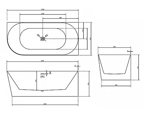Купить Акриловая ванна Abber 170х78 AB9258-1.7 R без гидромассажа в магазине сантехники Santeh-Crystal.ru