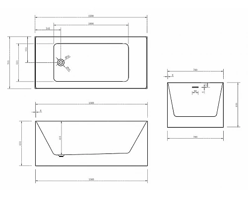 Заказать Акриловая ванна Abber 150х70 AB9274-1.5 без гидромассажа в магазине сантехники Santeh-Crystal.ru