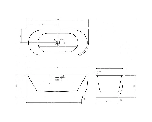 Купить Акриловая ванна Abber 170х75 AB9315 L без гидромассажа в магазине сантехники Santeh-Crystal.ru