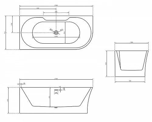 Купить Акриловая ванна Abber 170х78 AB9335-1.7L без гидромассажа в магазине сантехники Santeh-Crystal.ru