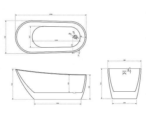Заказать Акриловая ванна Abber 130х70 AB9353-1.3 без гидромассажа в магазине сантехники Santeh-Crystal.ru