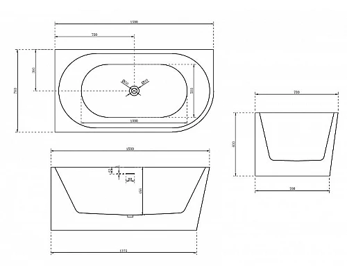 Приобрести Акриловая ванна Abber 150x78 AB9257-1.5 L без гидромассажа в магазине сантехники Santeh-Crystal.ru