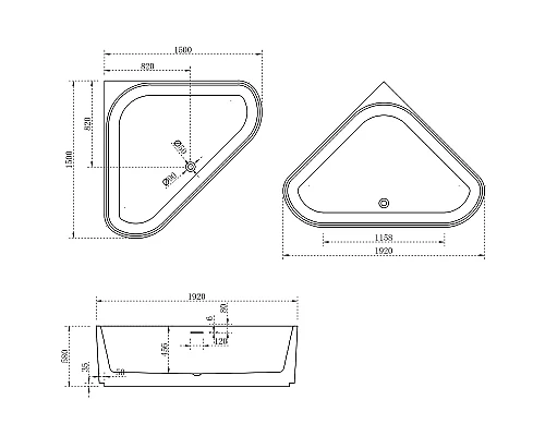 Акриловая ванна Abber 150х150 AB9446MW без гидромассажа