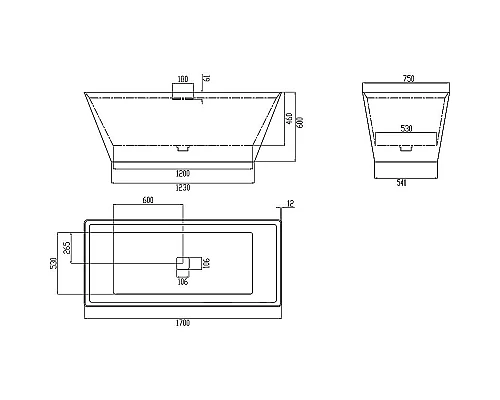 Приобрести Ванна из искусственного камня Abber Berlin 170x75 AM9912G Серая без гидромассажа в магазине сантехники Santeh-Crystal.ru
