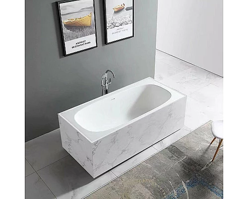 Приобрести Ванна из искусственного камня Abber Blitz 180x85 AS9501GB Белый мрамор без гидромассажа в магазине сантехники Santeh-Crystal.ru