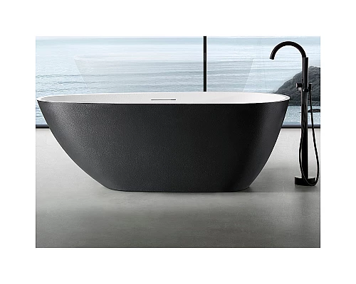 Ванна из искусственного камня Abber Dortmund 170x75 AM9911BW Черно-белая матовая без гидромассажа