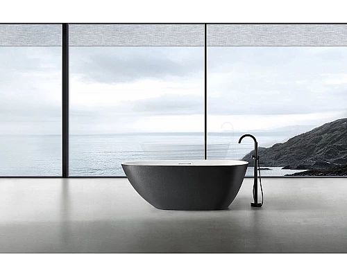 Ванна из искусственного камня Abber Dortmund 170x75 AM9911BW Черно-белая матовая без гидромассажа