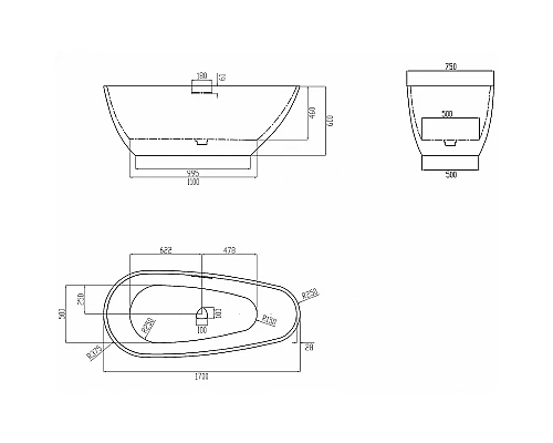 Ванна из искусственного камня Abber Dortmund 170x75 AM9911MBG Темно-зеленая матовая без гидромассажа