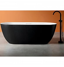 Ванна из искусственного камня Abber Frankfurt 170x75 AM9941BW Черно-белая матовая без гидромассажа