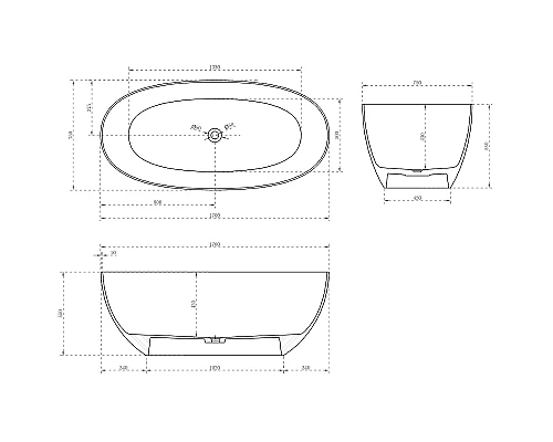 Карбоновая ванна Abber Karbon 170x75 AK9001-1.7 Черная без гидромассажа