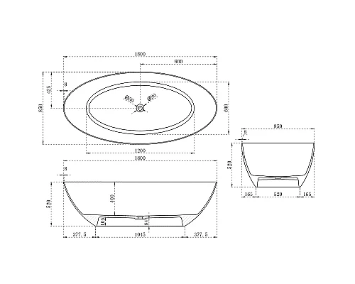 Карбоновая ванна Abber Karbon 180x85 AK9002-1.8 Черная без гидромассажа