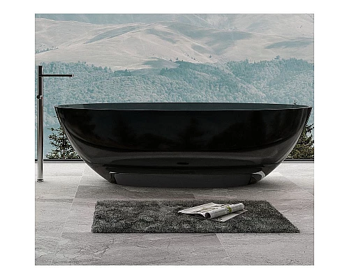 Купить Ванна из полиэфирной смолы Abber Kristall 180х85 AT9702Onyx Черная без гидромассажа в магазине сантехники Santeh-Crystal.ru