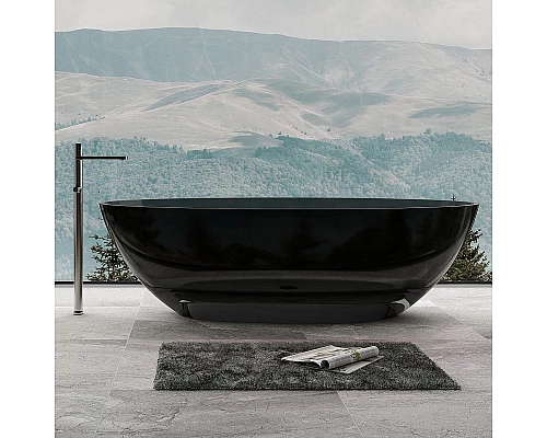 Купить Ванна из полиэфирной смолы Abber Kristall 180х85 AT9702Onyx Черная без гидромассажа в магазине сантехники Santeh-Crystal.ru
