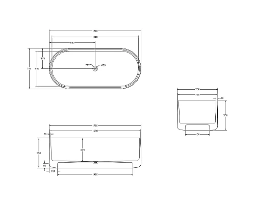 Ванна из полиэфирной смолы Abber Kristall 170х75 AT9708Emerald Зеленая без гидромассажа