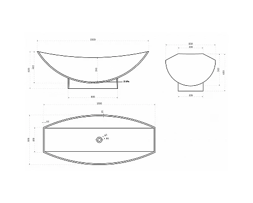 Ванна из искусственного камня Abber Stein 180x80 AS9610 без гидромассажа