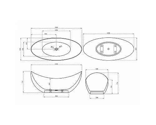 Ванна из искусственного камня Abber Stein 180x80 AS9633 без гидромассажа