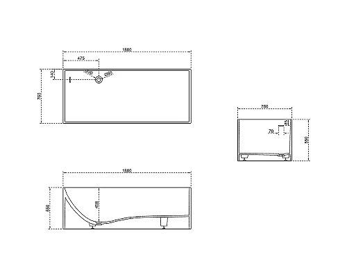 Ванна из искусственного камня Abber Stein 180x76 AS9642-1.8 без гидромассажа