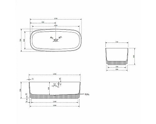 Ванна из искусственного камня Abber Stein 170x75 AS9601MCG Зеленая матовая без гидромассажа