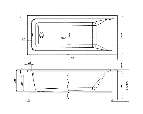 Заказать Акриловая ванна Aquanet Bright 170x70 267835 без гидромассажа в магазине сантехники Santeh-Crystal.ru