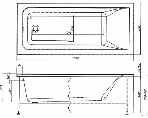 Купить Акриловая ванна Aquanet Bright 170х75 233141 без гидромассажа в магазине сантехники Santeh-Crystal.ru