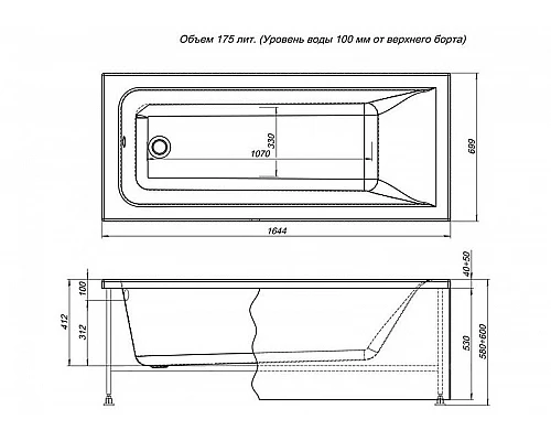 Приобрести Акриловая ванна Aquanet Bright 165x70 230255 без гидромассажа в магазине сантехники Santeh-Crystal.ru