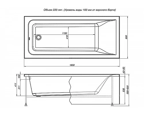 Заказать Акриловая ванна Aquanet Bright 180х80 233143 без гидромассажа в магазине сантехники Santeh-Crystal.ru