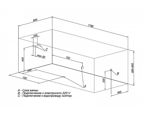 Заказать Акриловая ванна Aquanet Bright 180х80 233143 без гидромассажа в магазине сантехники Santeh-Crystal.ru