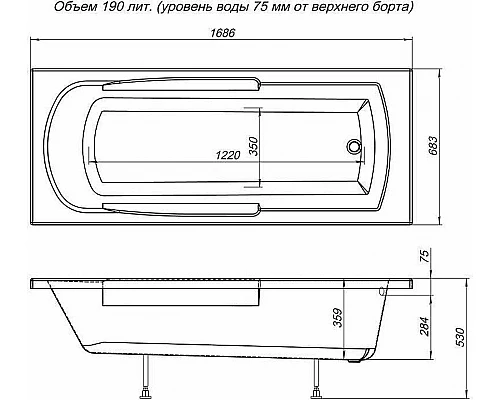 Купить Акриловая ванна Aquanet Extra 170x70 205482 без гидромассажа в магазине сантехники Santeh-Crystal.ru
