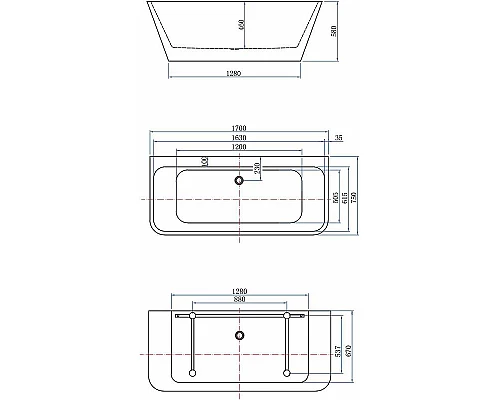 Заказать Акриловая ванна Aquanet Family Perfect 13775-MW-MB 170x75 293081 Черная матовая без гидромассажа в магазине сантехники Santeh-Crystal.ru