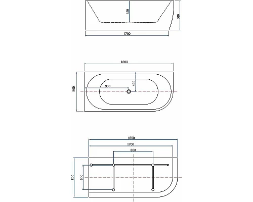 Приобрести Акриловая ванна Aquanet Family Elegant A 3805-N-GW-MB 180x80 293076 Черная матовая без гидромассажа в магазине сантехники Santeh-Crystal.ru