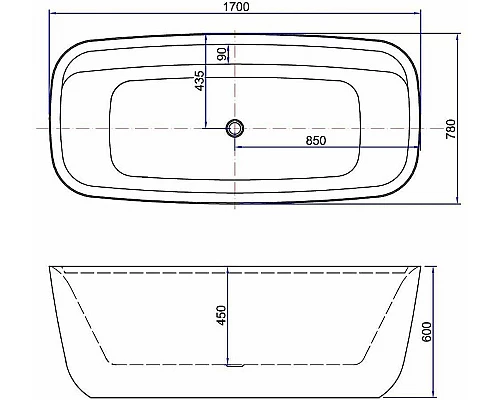 Купить Акриловая ванна Aquanet Family Fine 95778-GW-MB 170x78 292985 Черная матовая без гидромассажа в магазине сантехники Santeh-Crystal.ru