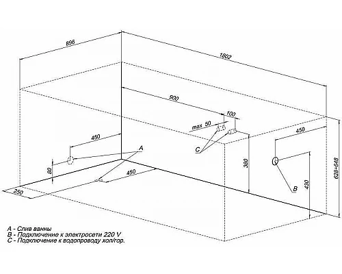 Купить Акриловая ванна Aquanet Grenada 180x90 205493 без гидромассажа в магазине сантехники Santeh-Crystal.ru