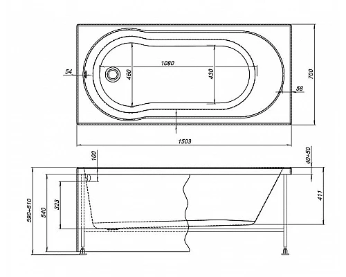 Купить Акриловая ванна Aquanet Light 150x70 243869 без гидромассажа в магазине сантехники Santeh-Crystal.ru