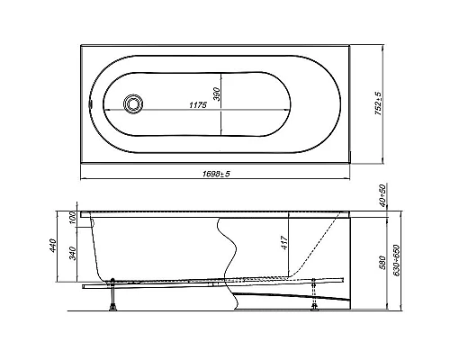 Заказать Акриловая ванна Aquanet Lotos 170х75 311882 без гидромассажа в магазине сантехники Santeh-Crystal.ru