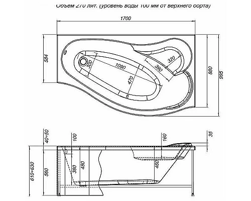 Купить Акриловая ванна Aquanet Palma 170x90 L 205737 без гидромассажа в магазине сантехники Santeh-Crystal.ru