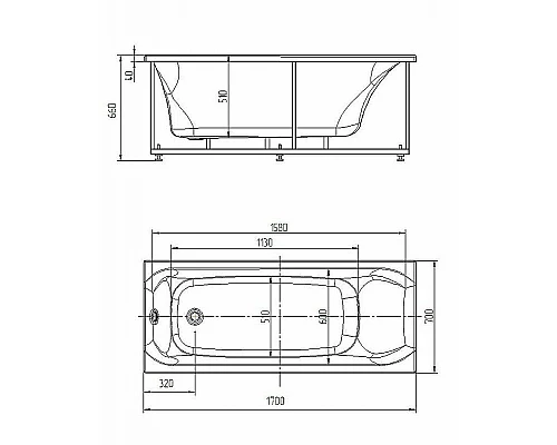 Заказать Акриловая ванна Aquatek Афродита 170x70 AFR170-0000045 без гидромассажа без панелей с каркасом (разборный) со слив-переливом в магазине сантехники Santeh-Crystal.ru