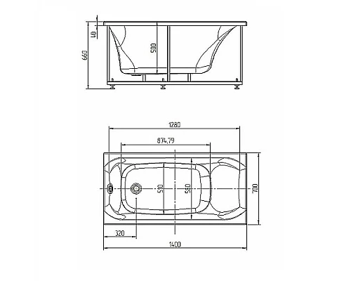 Купить Акриловая ванна Aquatek Альфа 140x70 ALF140-0000019 без гидромассажа с фронтальной панелью с каркасом (разборный) со слив-переливом (слева) в магазине сантехники Santeh-Crystal.ru